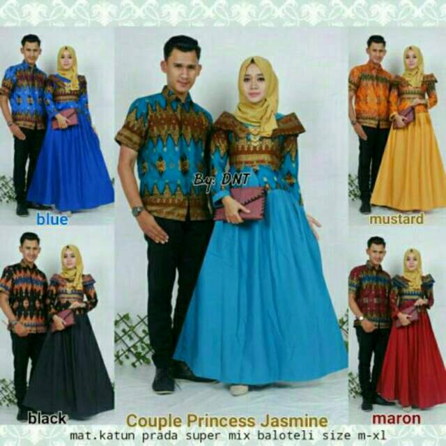 Bayar Di Tempat Gamis Batik Kombinasi Kain Polos Kebaya Modern Model Gamis Couple Jasmin