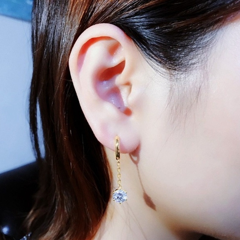 Fancyqube Anting Zircon Bahan Metal Gaya Korea Untuk Wanita