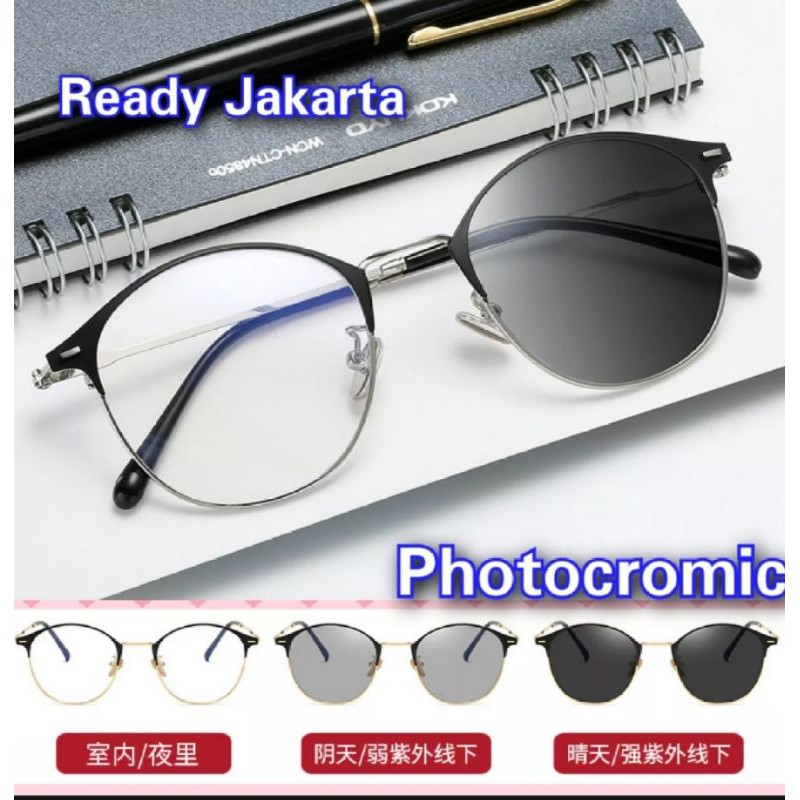 Kacamata Photocromic Anti Blue Ray Radiasi Komputer Wanita Pria Korea Kacamata Photocromic