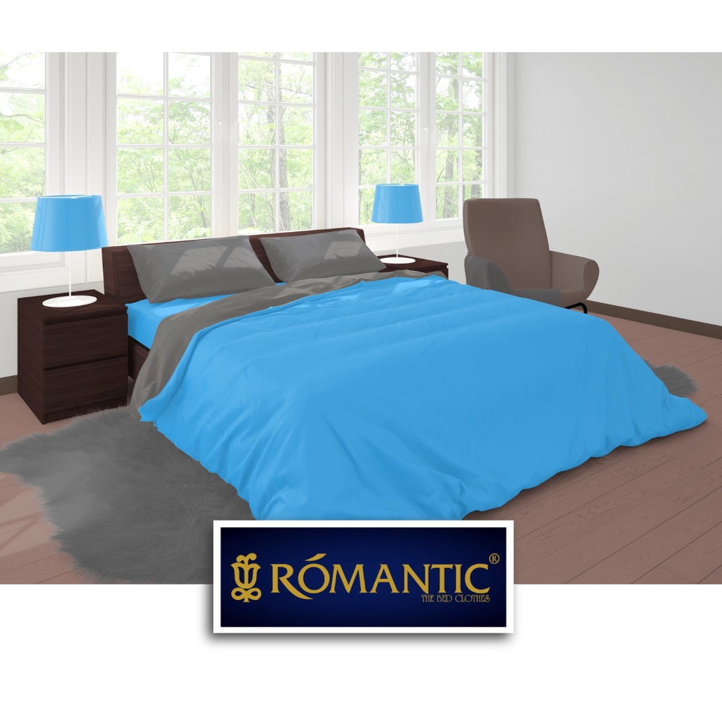 Two Tone Bedcover ROMANTIC Blue x Grey aesthetic Bandung