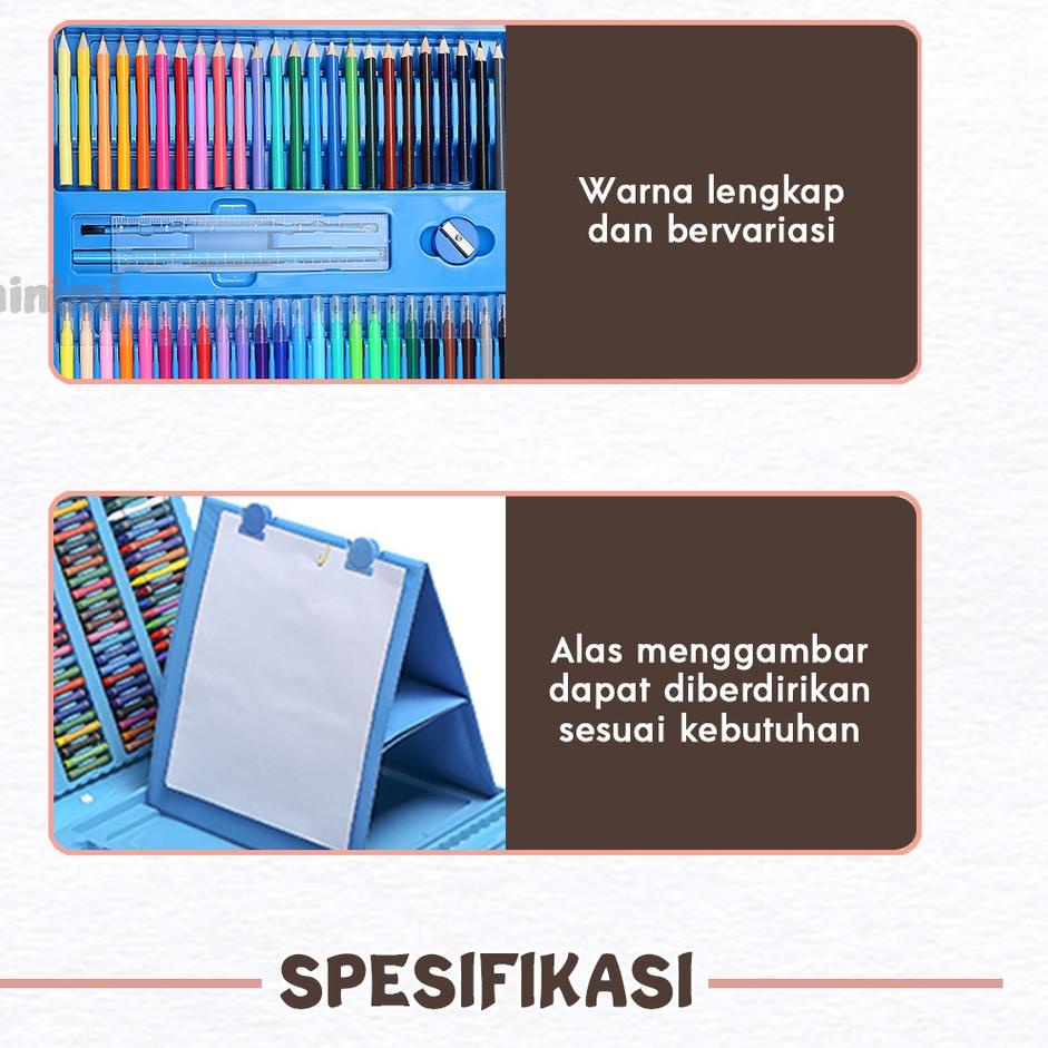

AOBQ Minimi - Crayon Mewarnai Alat Mewarnai Oil Pastel Anak Set 5 IN 1 Isi 208pcs New