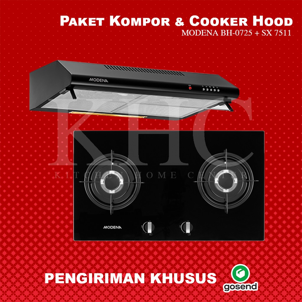 Paket Kompor dan Cooker Hood MODENA BH 0725 dan SX 7511 GOSEND ONLY