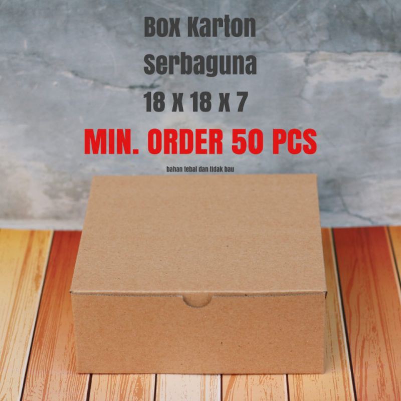 

DUS BOX KARTON 18x18x7 cm - DUS SERBAGUNA (PEMESANAN PER 50 PCS)