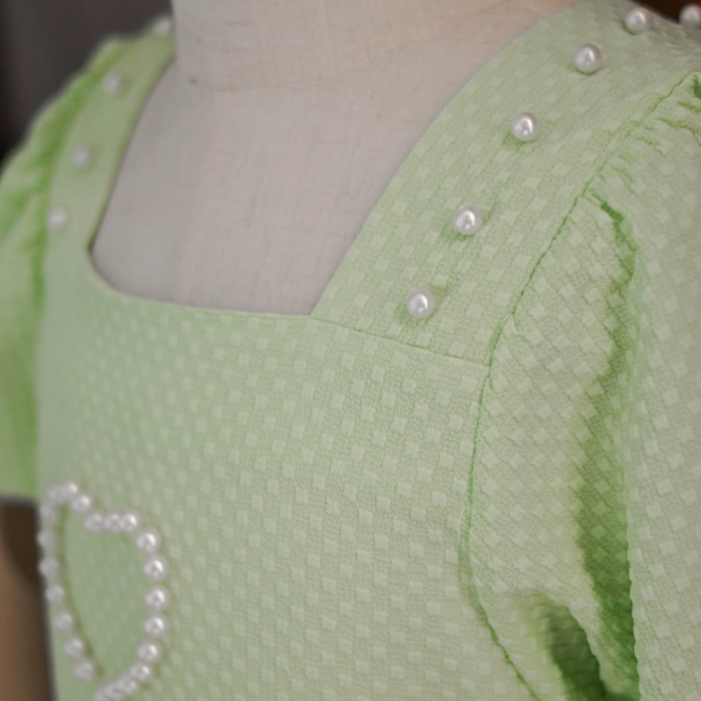 Promo !! dress trendy anak perempuan  - dress pearl love shoulder colour import uk 3-8thn