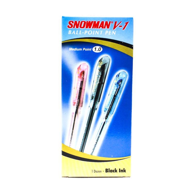 Pen Snowman V-1 Hitam / Biru / Merah