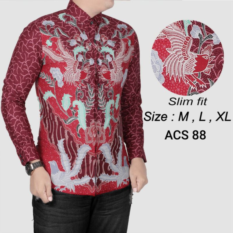 BAJU KEMEJA BATIK PRIA SLIM FIT LENGAN PANJANG BEST SELLER COLINDION ACS66