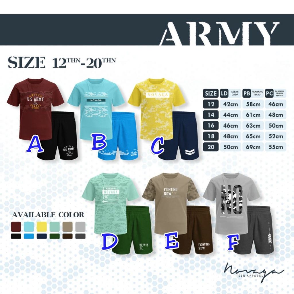 SETELAN ANAK LAKI-LAKI MOTIF ARMY SIZE 12-16 TAHUN