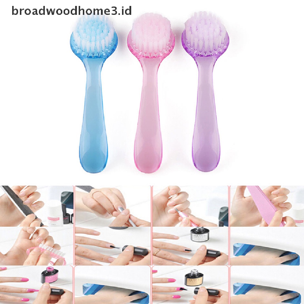 1pc Brush Kepala Bulat Dengan Gagang Untuk Membersihkan Kutek UV Gel