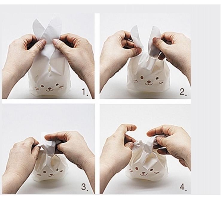 

(Terbaik) 10 pcs Plastik Rabbit Ear Bag EBM 13 x 22 cm Plastik Goodie Bag souvenir man yue