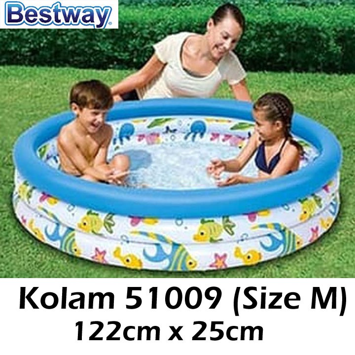 Bestway 51009, 51008 Kolam Renang Anak dan Bayi Ocean Life - Paket Kolam Mandi Bola 122 cm x 25 cm-2