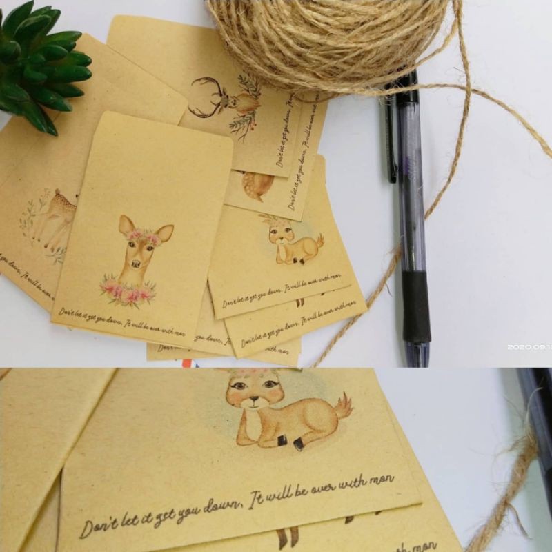 

9 pcs Amplop Retro / Vintage Motif Rusa Lucu Untuk Kantor / Hadiah