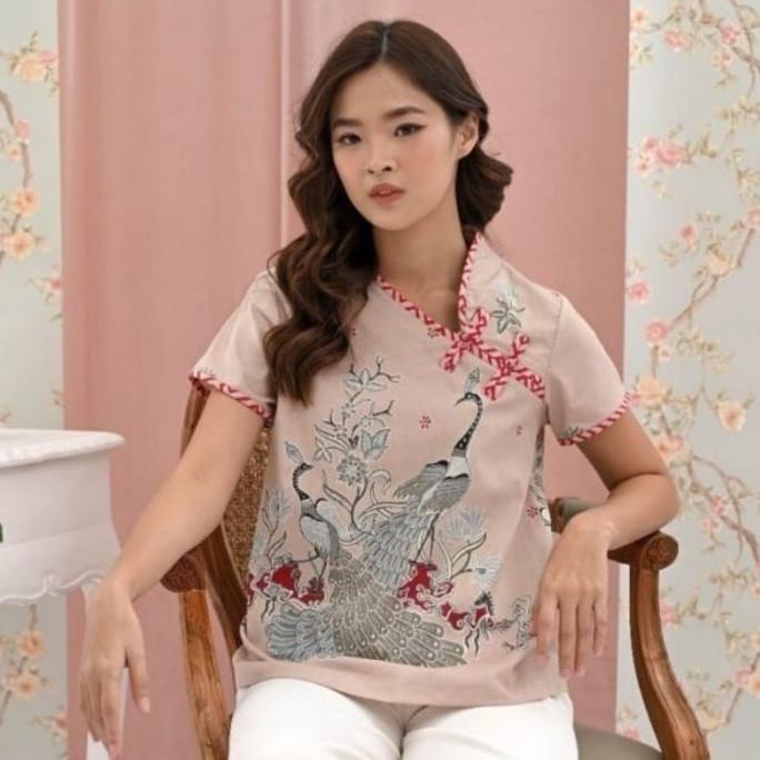 Blouse Batik Imlek Sincia Baju Atasan Cheongsam Wanita Warna Pink 184