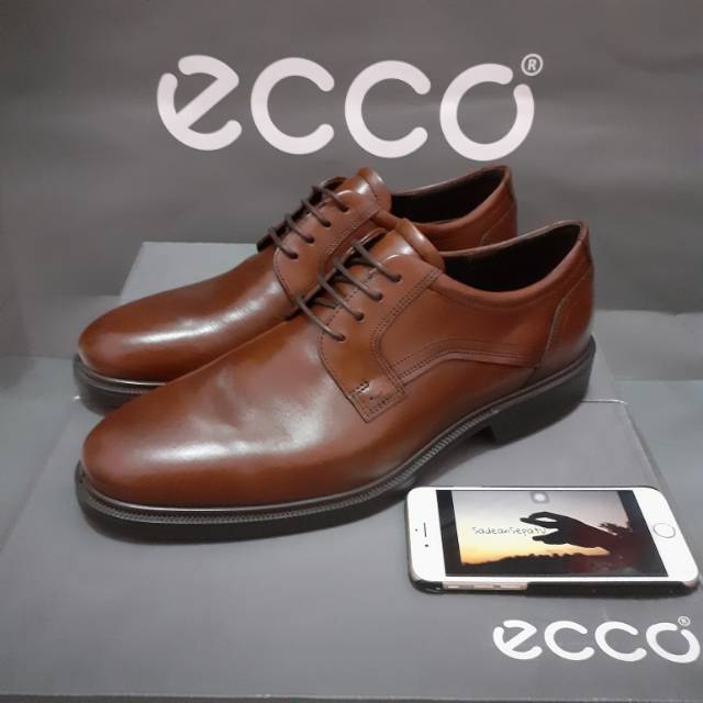 Sepatu Pantofel Ecco Lisbon Cognac Brown Original New