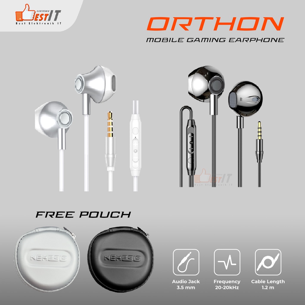 Earphone Mobile Gaming NYK EG 03 Orthon Gratis Pouch Bag