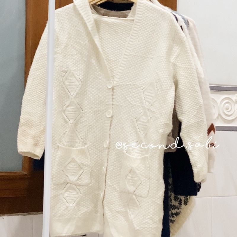 long cardi rajut kepang
