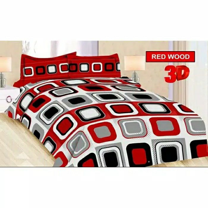 Sprei Bonita King 180 Cm X 200 Cm Corak Red Wood