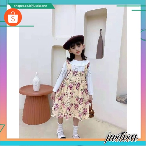 Promo !! dress anak perempuan import/dress 2in1 vintage style blooming  uk 1-4th