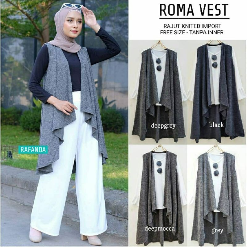 Roma Vest, VEST/OUTER WANITA CANTIK BAHAN RAJUT IMPORT LD 100-116 TERMURAH OOTD