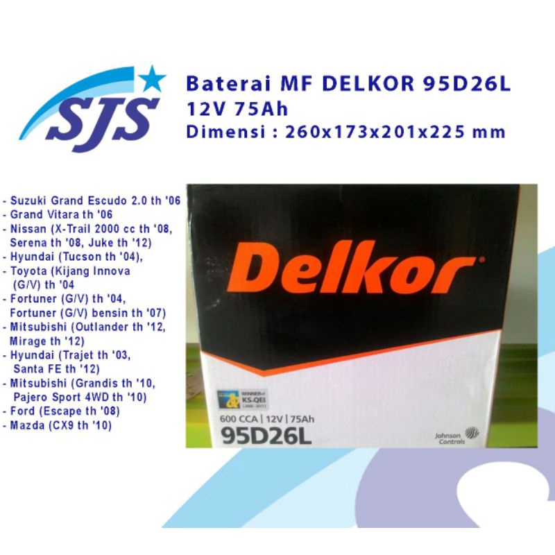 Jual Aki kering mobil mitsubishi Grandis 95D26L Delkor Korea | Shopee