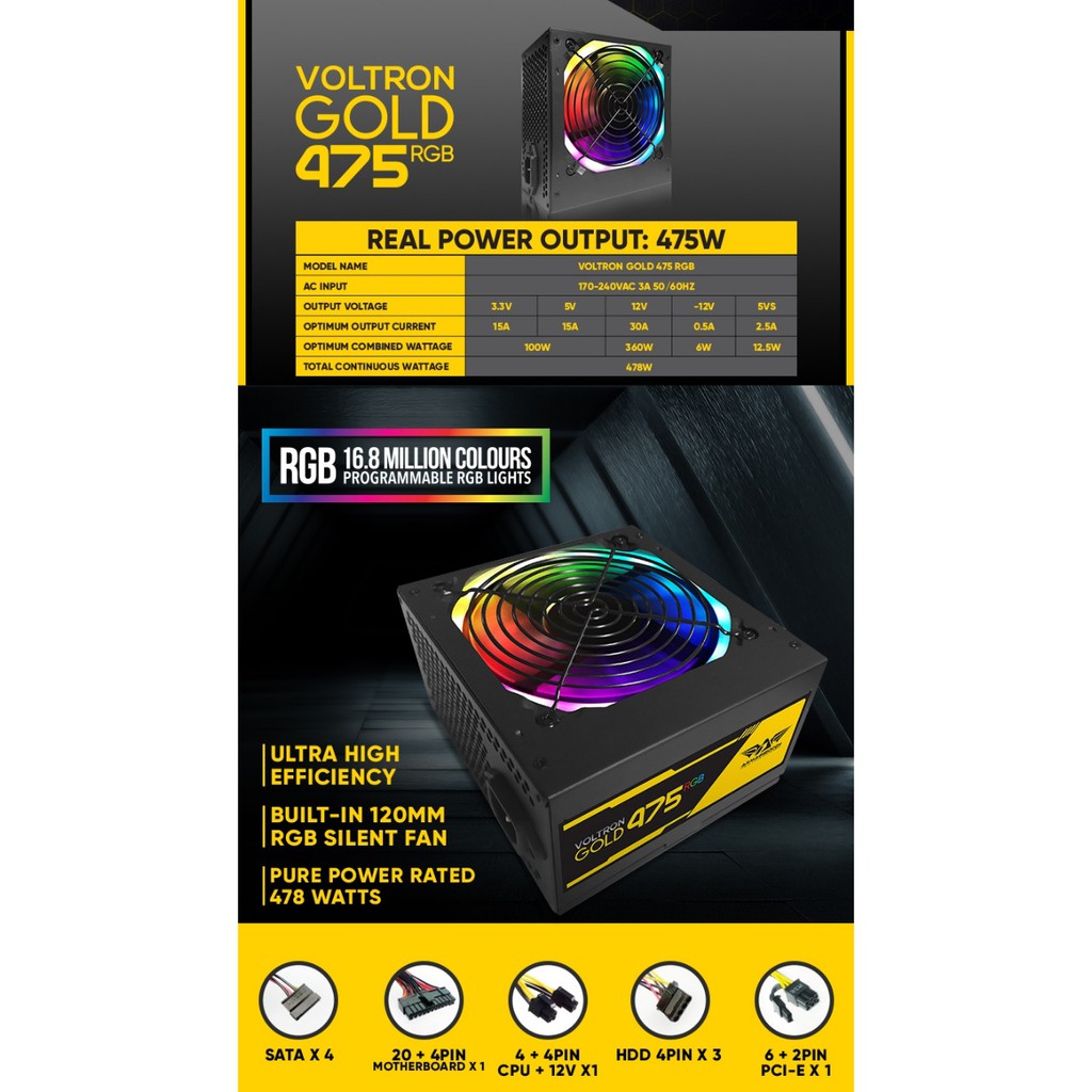 Power Supply Armaggeddon Voltron Gold 475 RGB