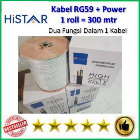 HISTAR Kabel CCTV RG59 Plus Power roll 300mtr