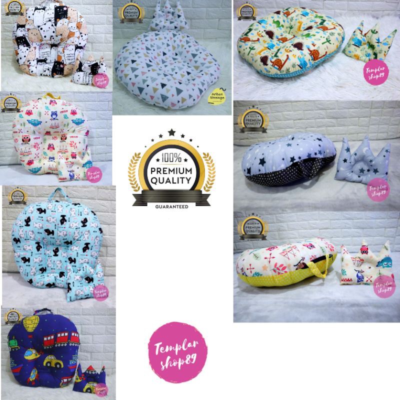 Cod 2 in 1 sofa bayi/ baby launger free bantal mahkota bayi motip triangel