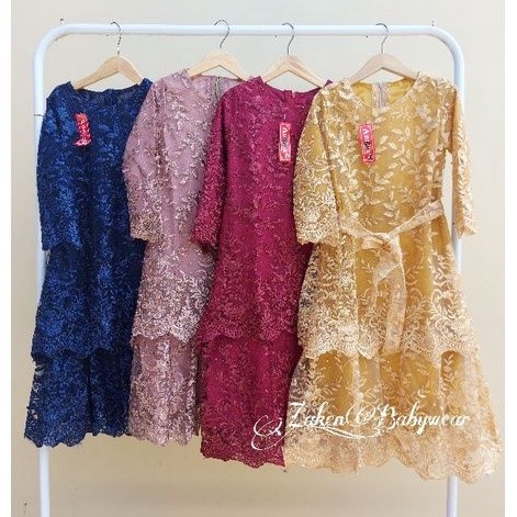 Dress/Gamis Tunik Malaysia full burkat mutiara Mewah Dress kondangan anak perempuan