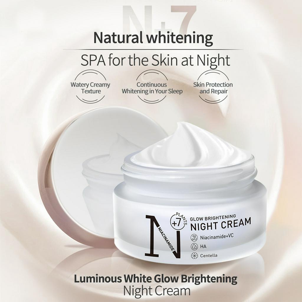 BPOM Premiere Beaute Luminous White Glow Brightening Niacinamide Centella Night Cream 30g