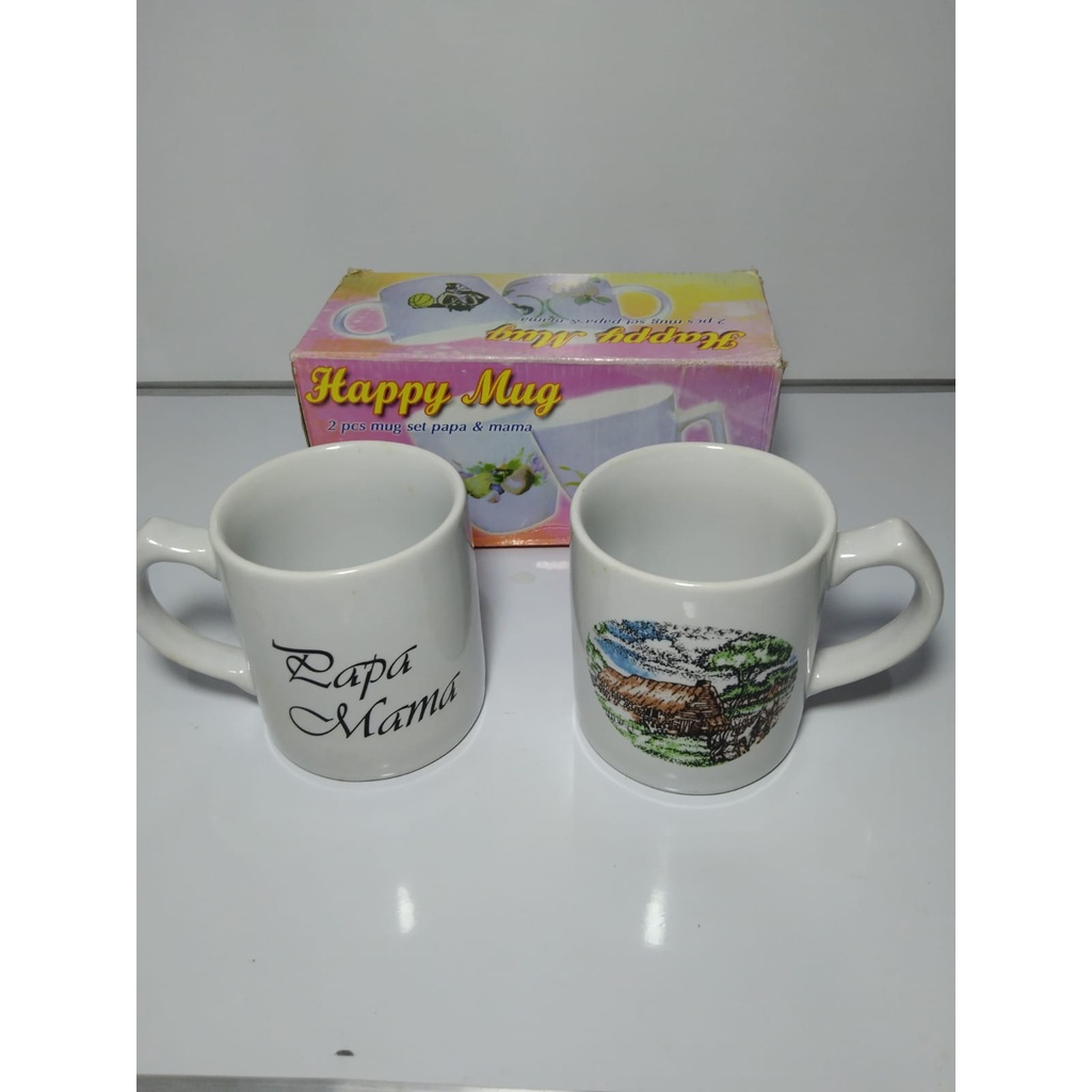 MUG PAPA MAMA / CANGKIR PAPA MAMA 260 ML / CANGKIR COUPLE - HAPPY MUG