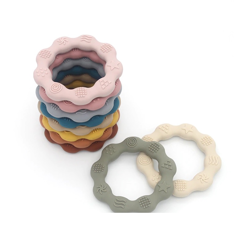 One Piece Silicone Ring Teether Mainan Gigitan Anak Bayi 3 Bulan Silikon BPA Free