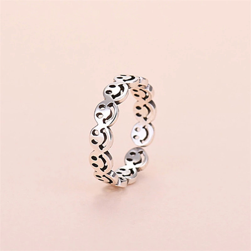 Cincin Jari Desain Multi Happy Smile Face Gaya Elegan Untuk Pria Dan Wanita