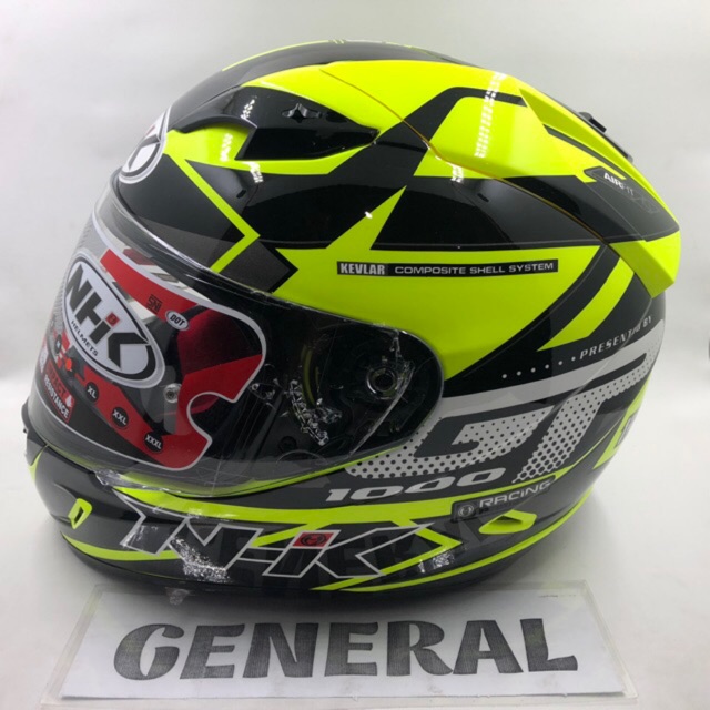 Helm NHK GP 1000 GP1000 Motif Star Yellow Fluorecent Silver Kuning Flo Perak