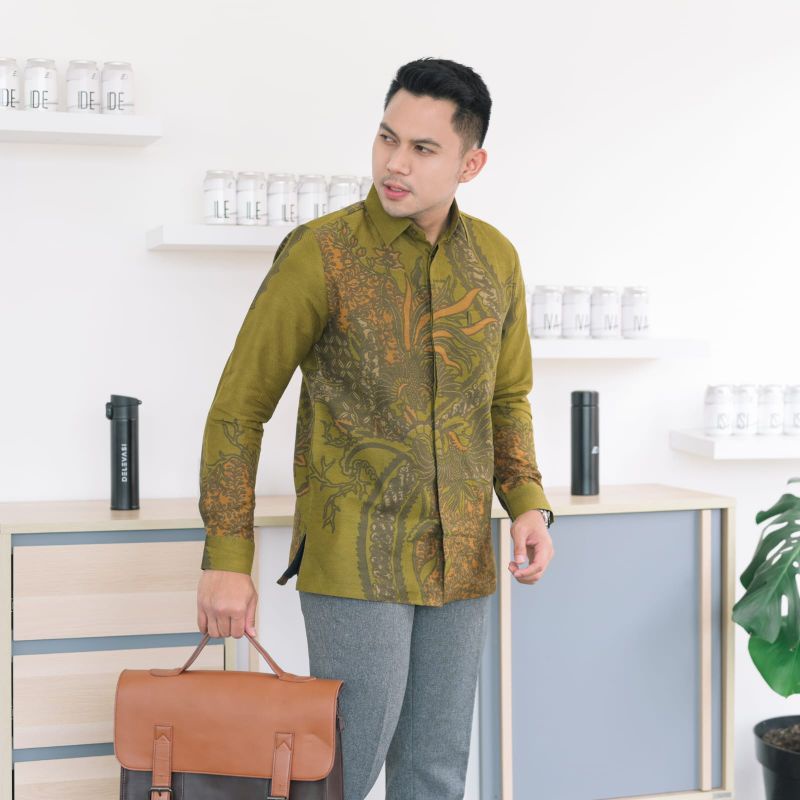 Kemeja Batik lengan panjang  Dobby