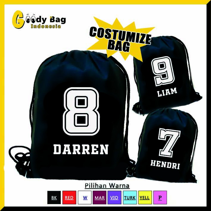 CUSTOM Stringbag Tas Serut Ransel TAHAN AIR