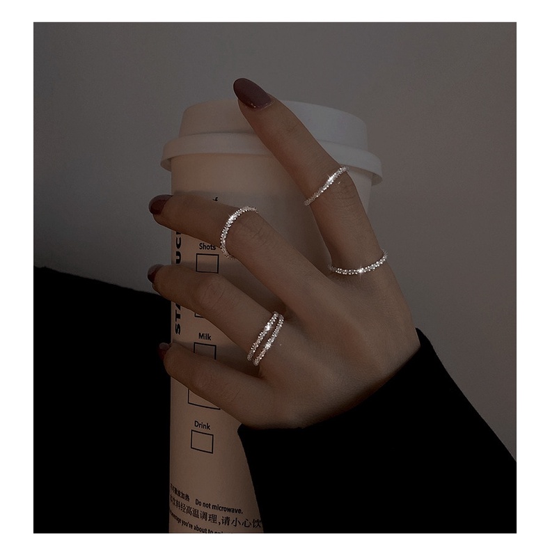 S925 Sterling Silver Gypsophila Sparkling Ring Simple Vegetarian Finger Ring Women Fine Jewelry for Wedding Accessories