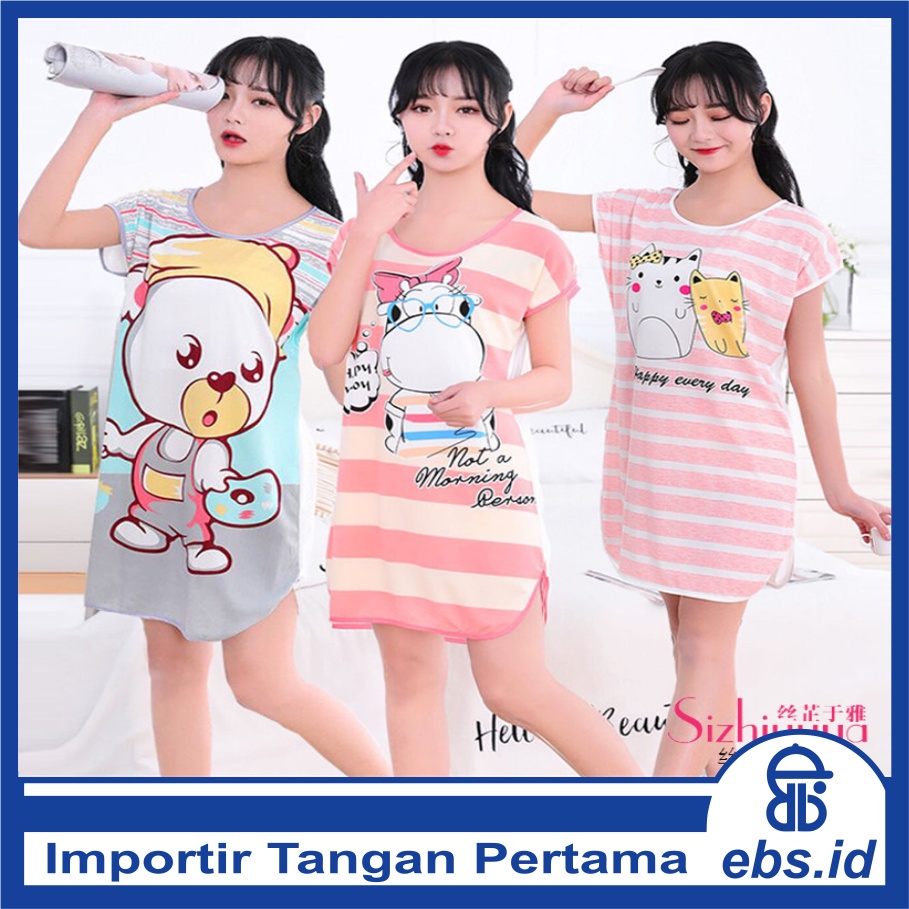 𝐄𝐁𝐒 ✅ PW061 Part 3 Baju Tidur Wanita Piyama Motif Kartun Lucu Pakaian Wanita Daster Variasi Import