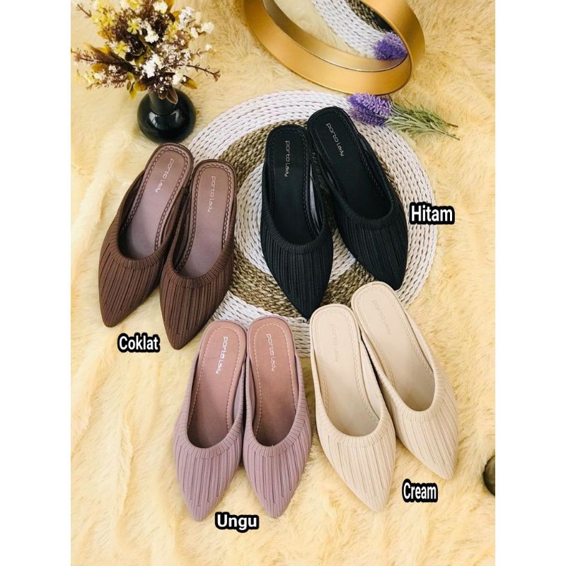 (COD) Sandal Selop Santai Wedges Jelly Wanita Porto DTA