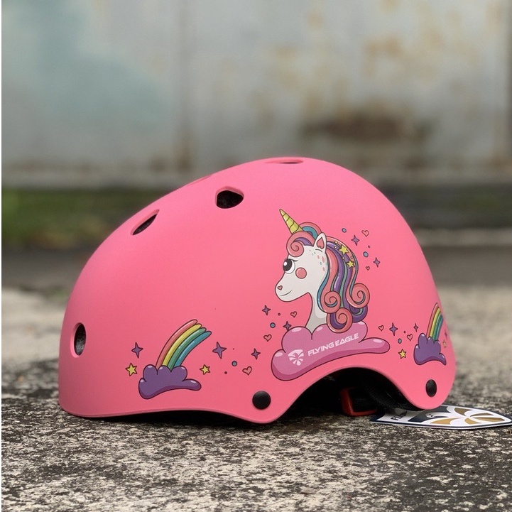 Helm Sepatu Roda Inline Skate Flying Eagle RIDER Helmets for kids Pink