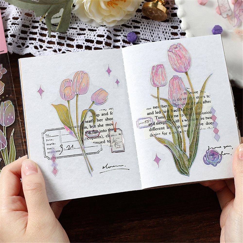 R-flower Stiker Hias Planner DIY Scrapbooking Bunga Sastra Aesthetic Bahan Sticker