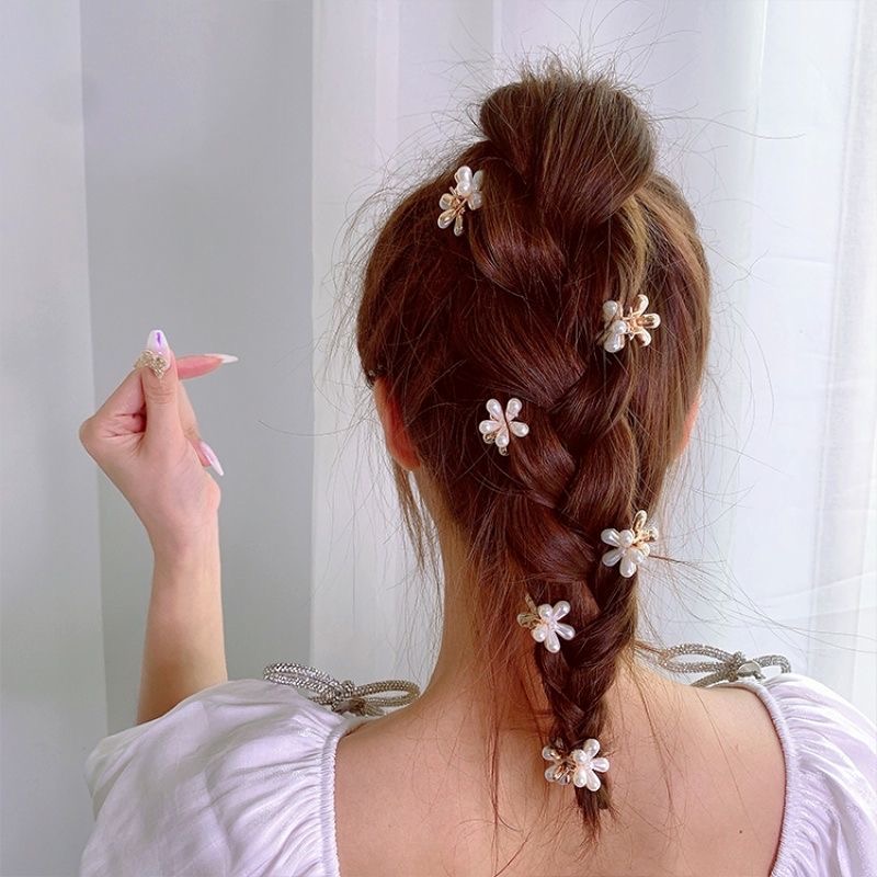 Flower Girl Pearl Hair Clip Back Head Hairpin Korean Mini Bangs Scratch