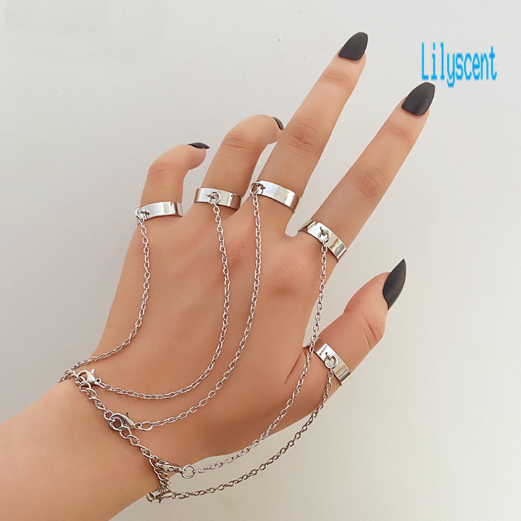 Lily 1 Set Cincin Rantai Artistik Bahan Alloy Untuk Wanita