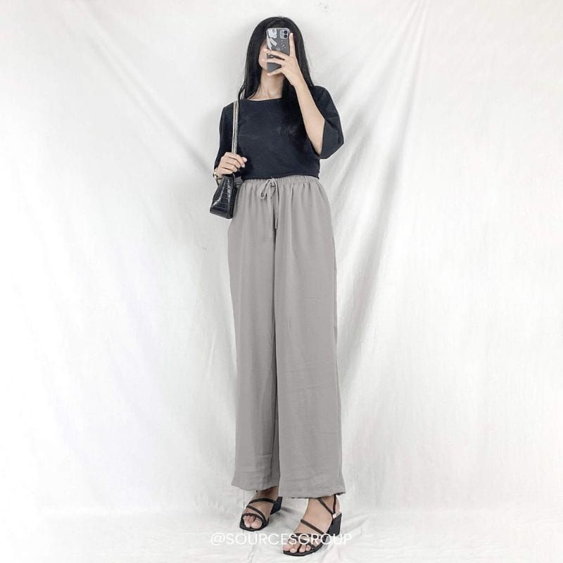 Ruby Kulot Celana Kulot Cringkle Highwaist Wanita Loose Cullote Pants