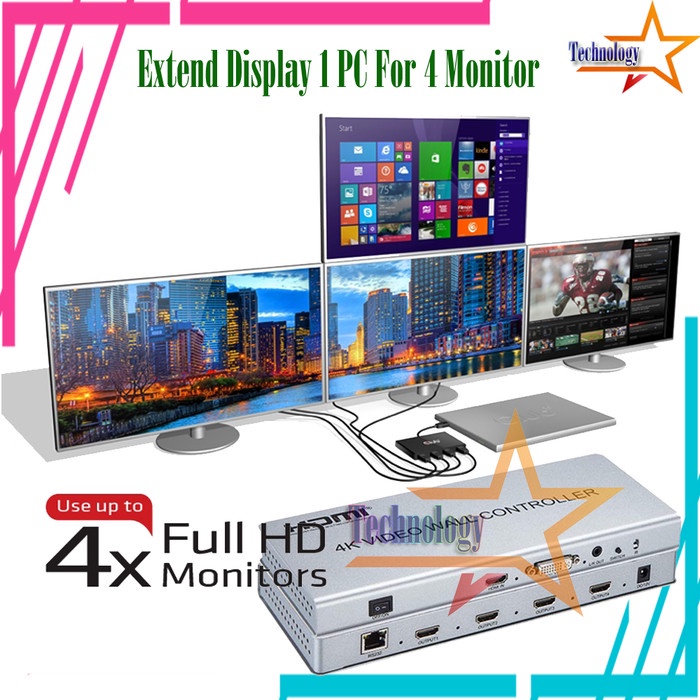 Multiple Monitor 1 PC For 4 TV Extend Display Built In Video Wall 4K
