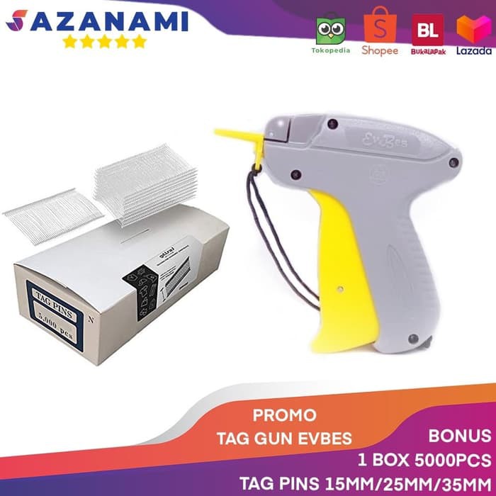

restock PROMO TAG GUN EVBES ALAT TEMBAKAN LABEL + 1 BOX 5000 PCS TAG PINS ARROW REFILL