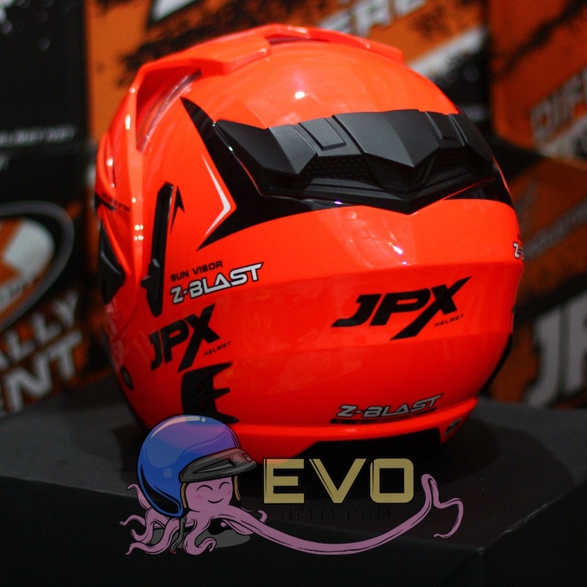 HELM JPX HALFFACE_JPX Z-BLAST - FLUO RED GLOSS ( ONGKIR 2KG) JPX HALFFACE JPX SEMICROSS JPX ZBLAST