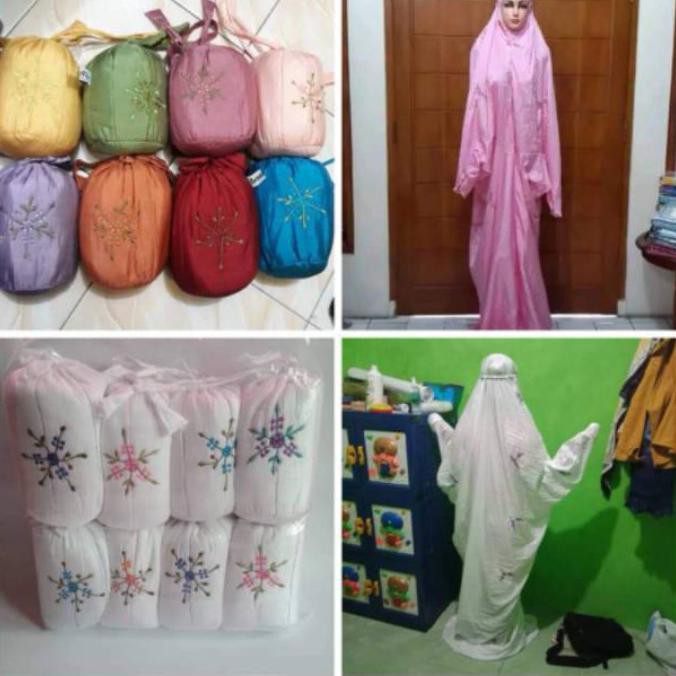 Ori&Terjamin Mukena Traveling Bordir | Mukena Terusan Jumbo By Loufie - Putih