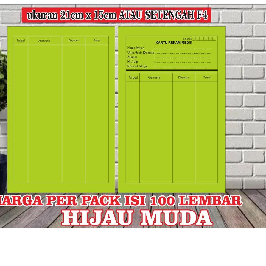 

New Product|LR40|Kartu Rekam Medis / Kartu Status Pasien Medical Record Ukuran 19cm x 15cm ISI 100/PACK