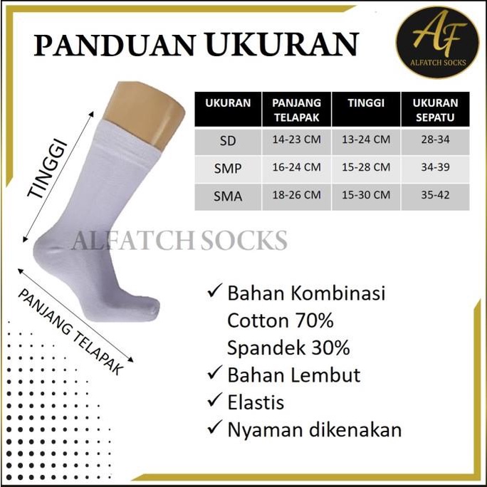 PREMIUM KAOS KAUS KAKI ANAK SEKOLAH PUTIH POLOS PANJANG PRIA WANITA SD SMP SMA (X?