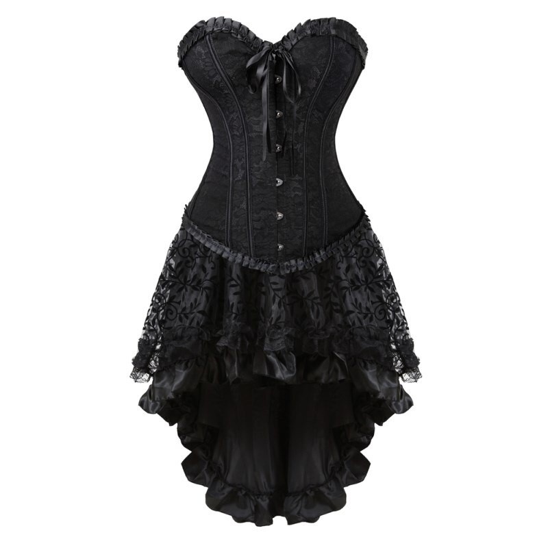 Produk China Sexy Vintage Black Corset Dress Victorian Burlesque Corsets Skirt Set Halloween Party Shopee Indonesia