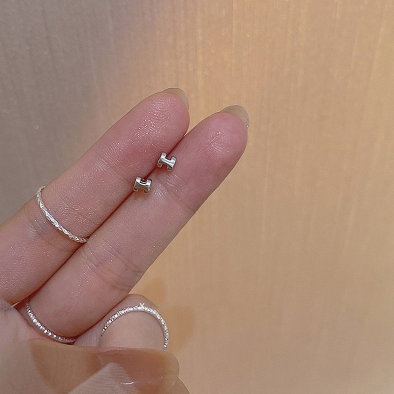 Anting Sterling Silver 925 Bentuk Huruf H Mini Untuk Wanita